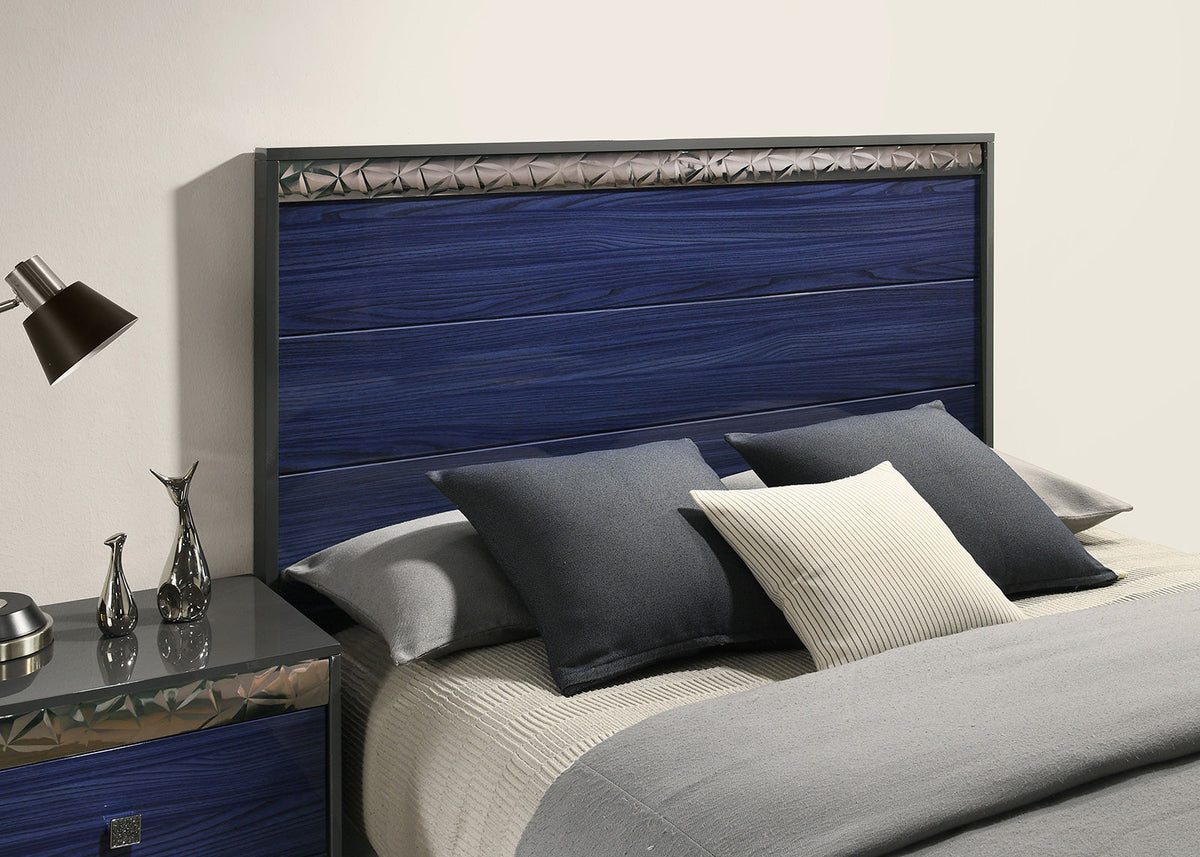 Morcote Ash Gray/Indigo Blue Glam Bedroom Set