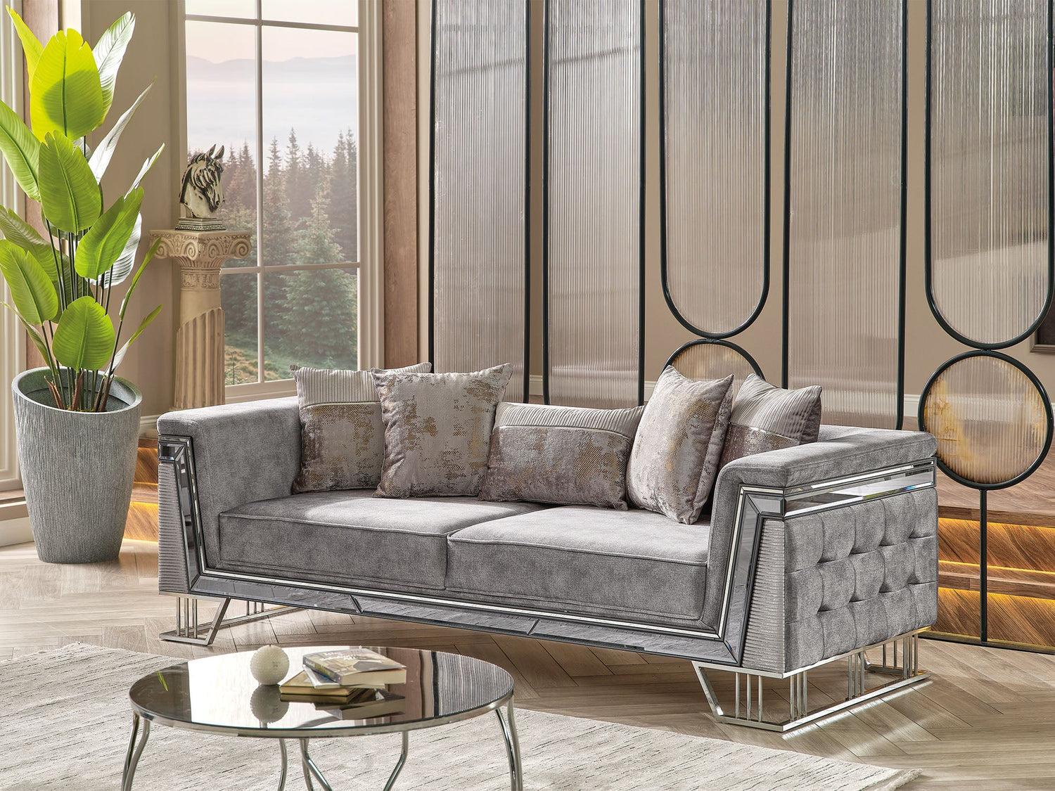 Munich Stationary Sofa in Grey