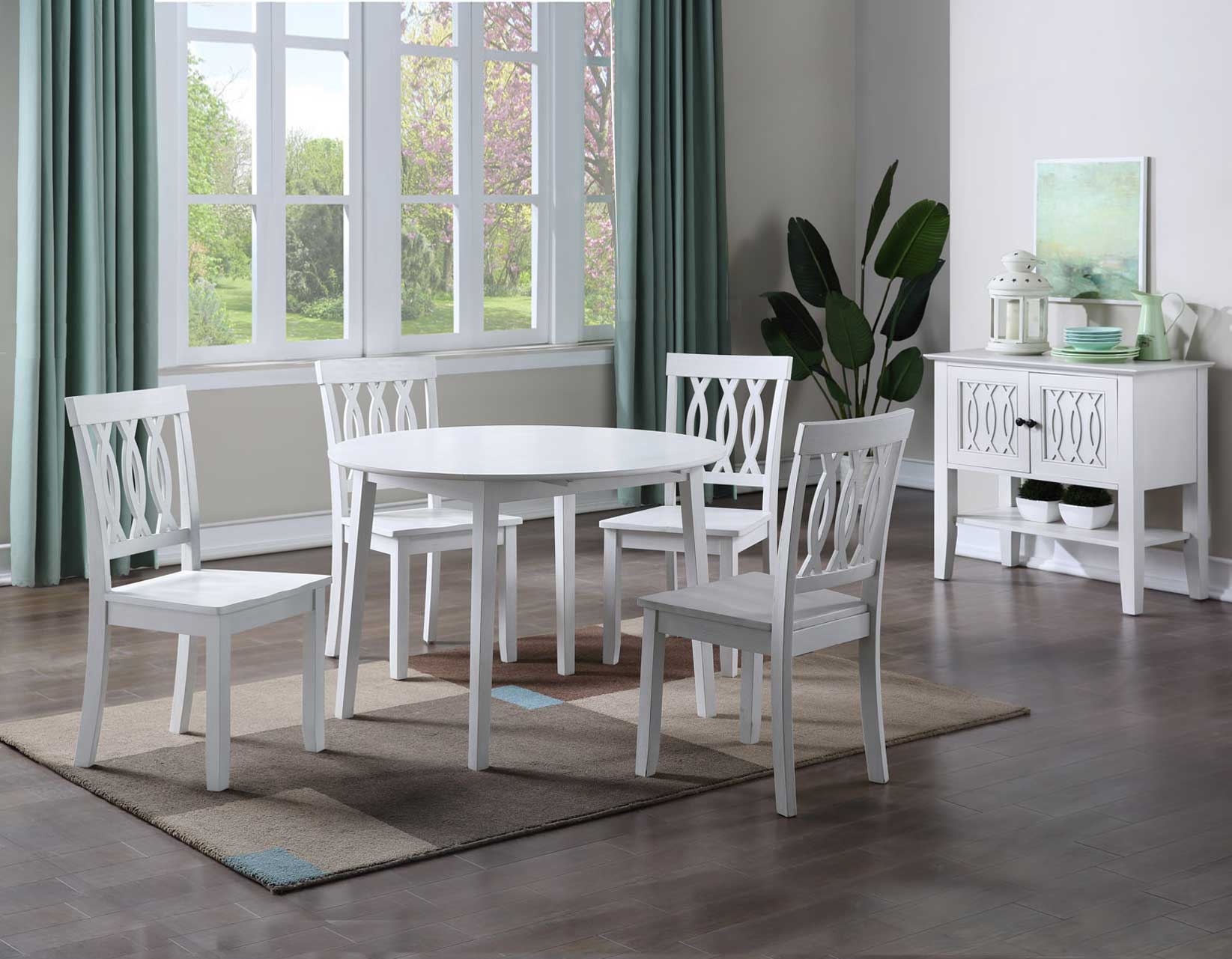 Naples Antique White Drop-Leaf Dining Room Set