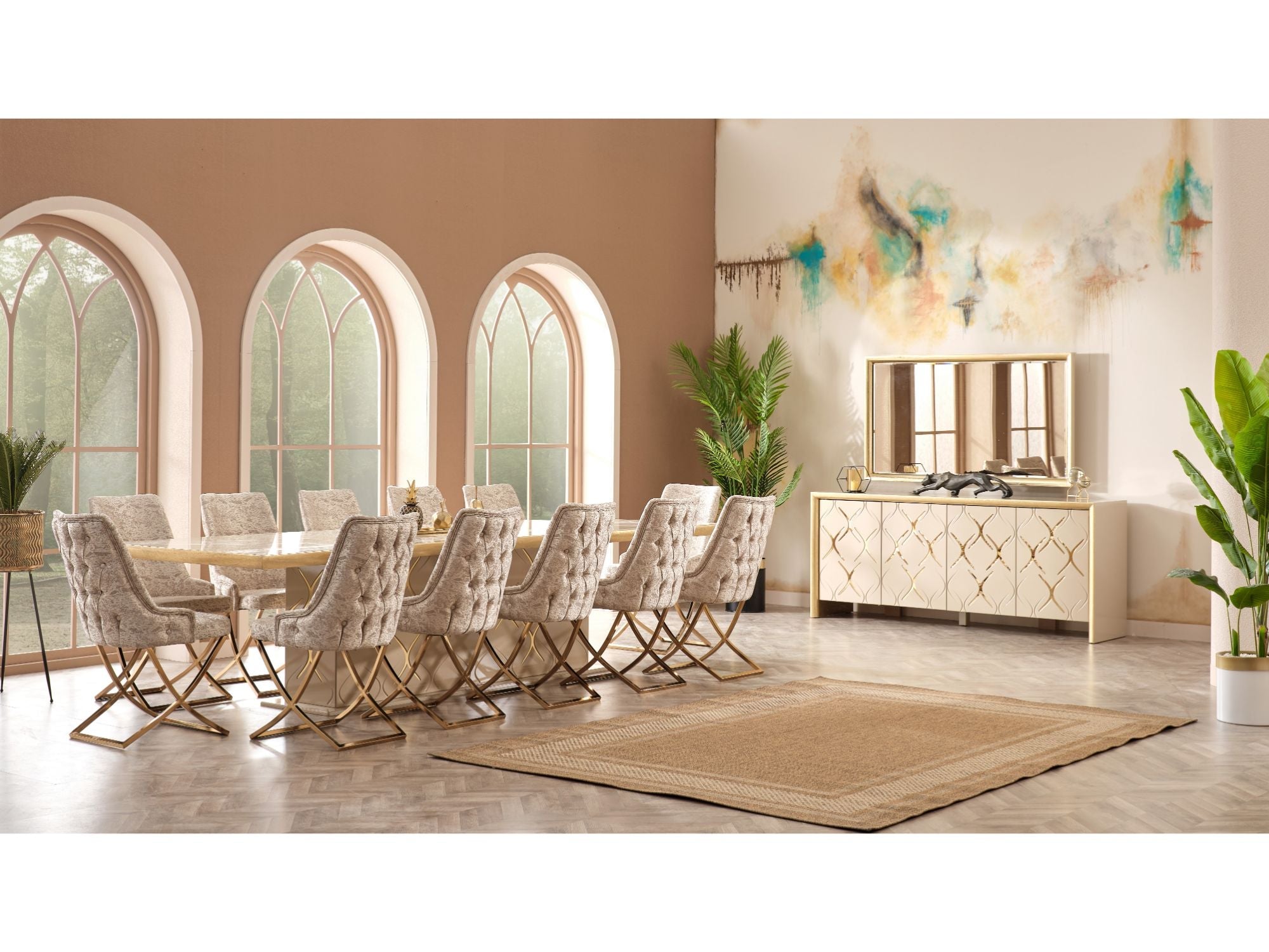 Napoli Diningroom (Consol With Mirror &amp; Dining Table &amp; 6 Dining Chair)
