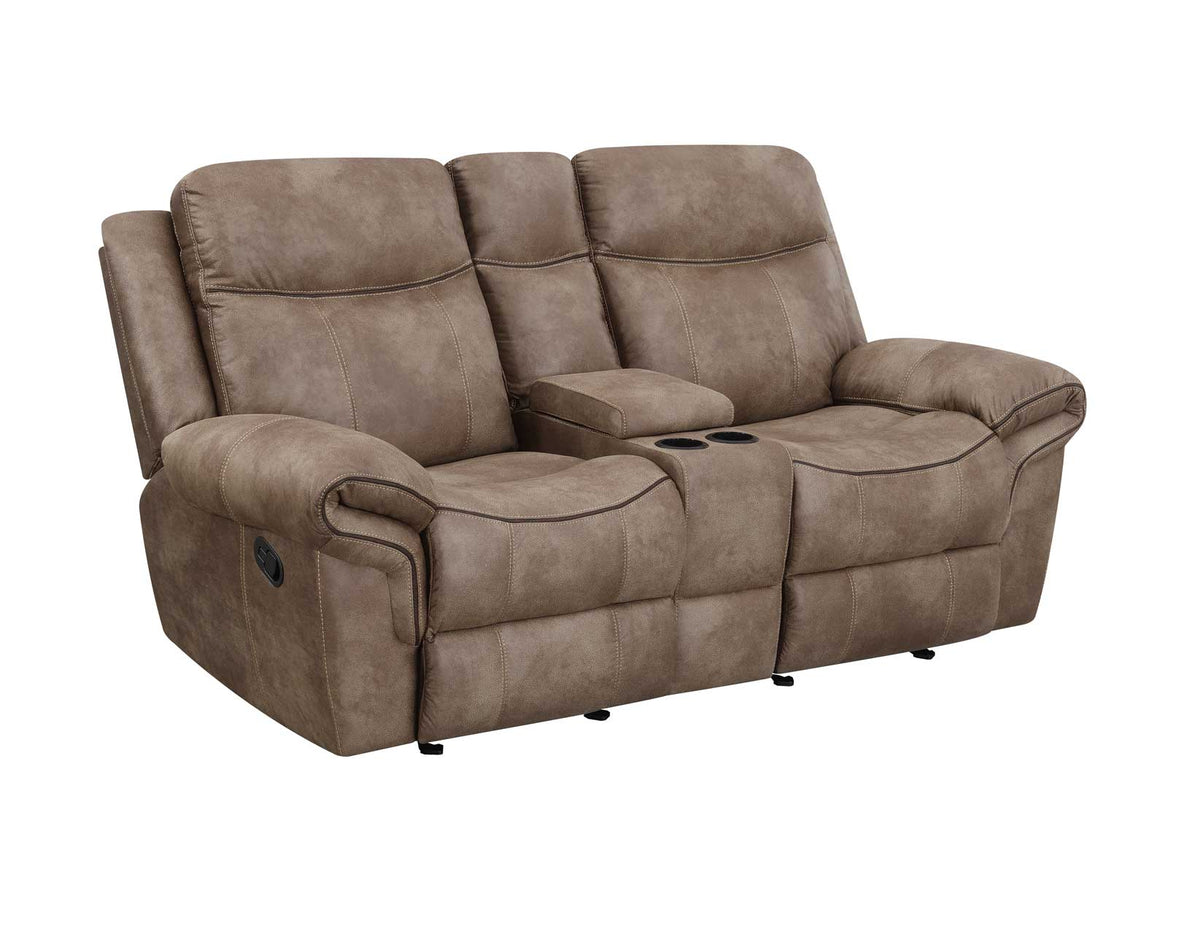 Nashville Cocoa Manual Glider Recliner Console Loveseat