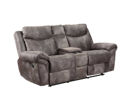 Nashville Gray Manual Glider Recliner Console Loveseat