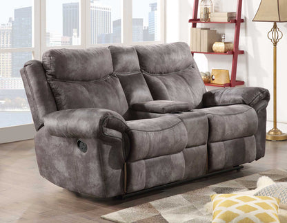 Nashville Gray Manual Glider Recliner Console Loveseat