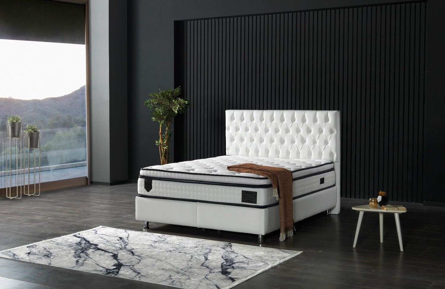 Nevada Queen Storage Bed With Headboard Vinyl in White