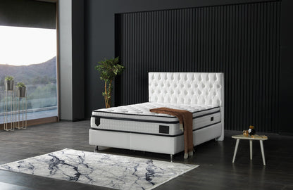 Nevada Queen Storage Bed With Headboard Vinyl in White