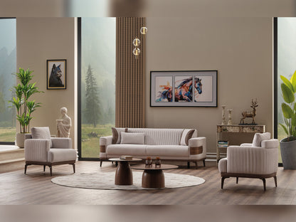 New Mood 3-pieces (Sofa &amp; Loveseat &amp; Chair) Livingroom Set in Cream