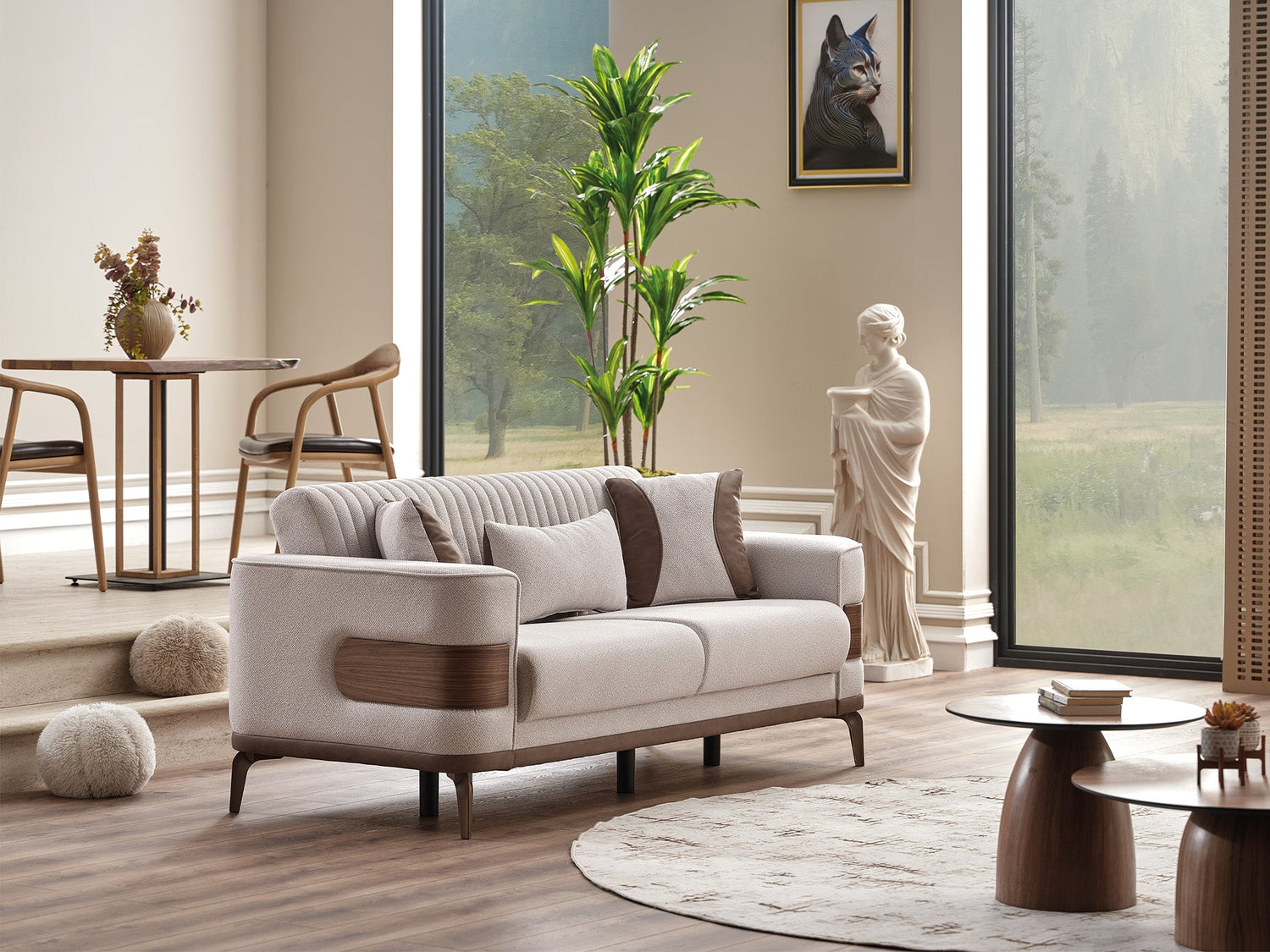 New Mood Convertible Loveseat in Cream