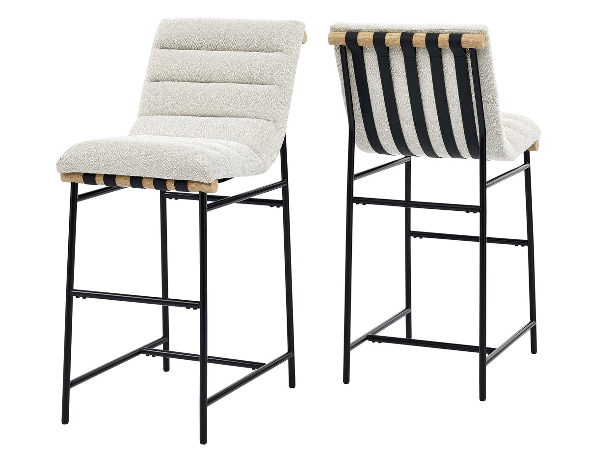 Nicco Black/Eggshell 30-inch Bar Chair, Set of 2
