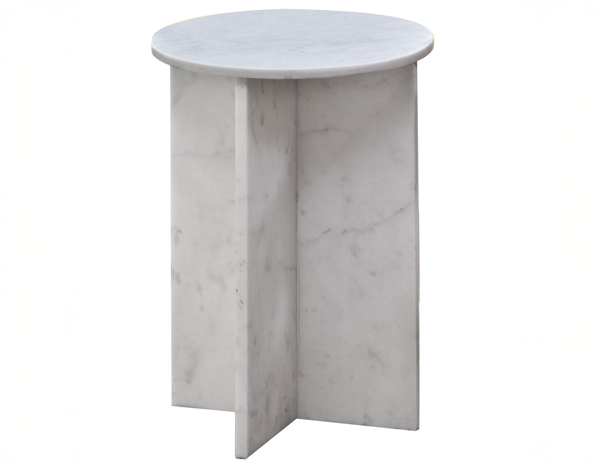 Niki Banswara White Solid Marble Accent Table