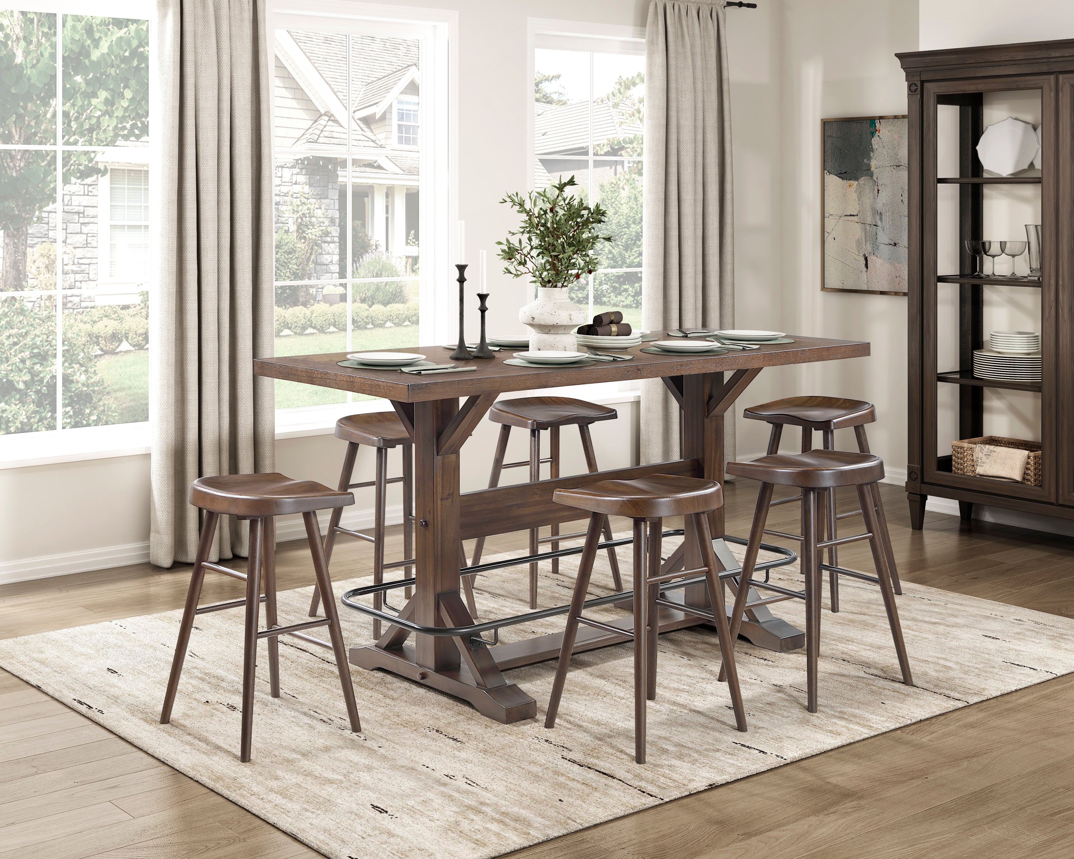 Oliver Brown Pub Height Dining Set from Homelegance - Luna Furniture