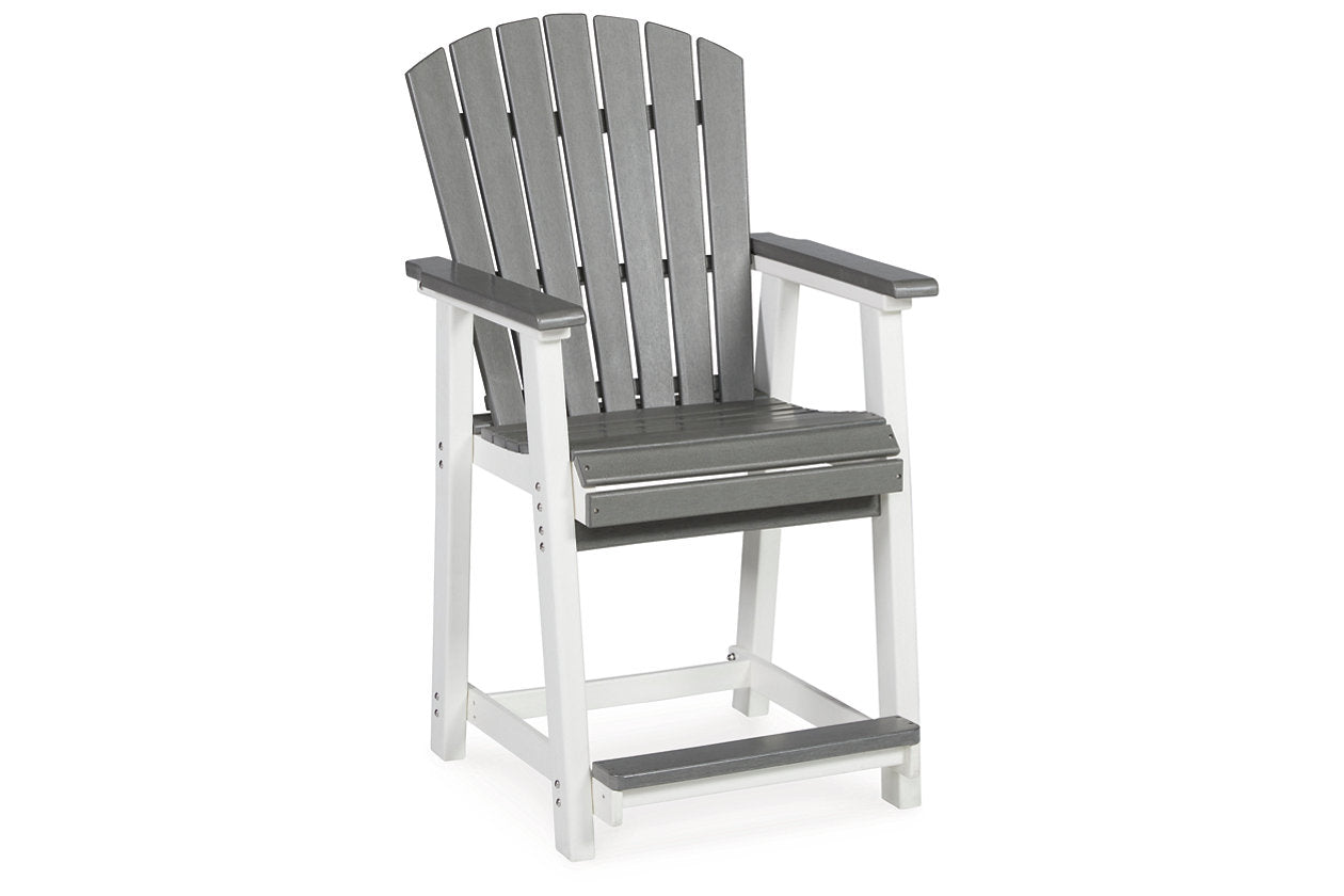 Transville Gray/White Outdoor Counter Height Dining Table with 4 Barstools -  Ashley - Luna Furniture