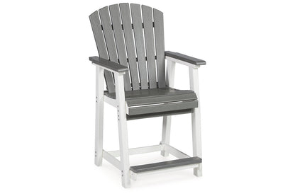 Transville Gray/White Outdoor Counter Height Dining Table with 4 Barstools -  Ashley - Luna Furniture