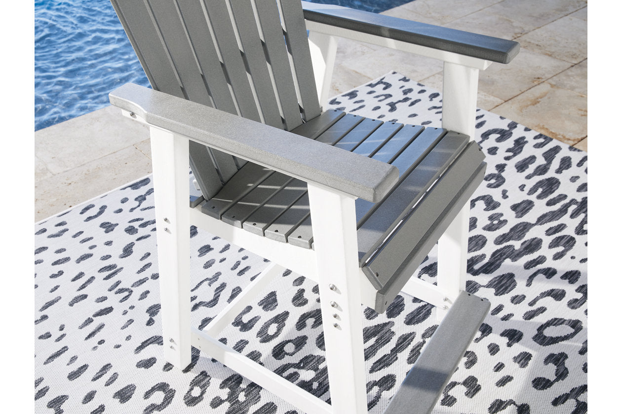 Transville Gray/White Outdoor Counter Height Dining Table with 4 Barstools -  Ashley - Luna Furniture