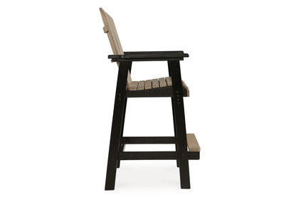 Fairen Trail Black/Driftwood Outdoor Counter Height Dining Table with 2 Barstools -  Ashley - Luna Furniture