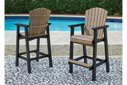 Fairen Trail Black/Driftwood Outdoor Counter Height Dining Table with 2 Barstools -  Ashley - Luna Furniture