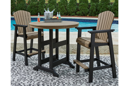 Fairen Trail Black/Driftwood Outdoor Counter Height Dining Table with 2 Barstools -  Ashley - Luna Furniture