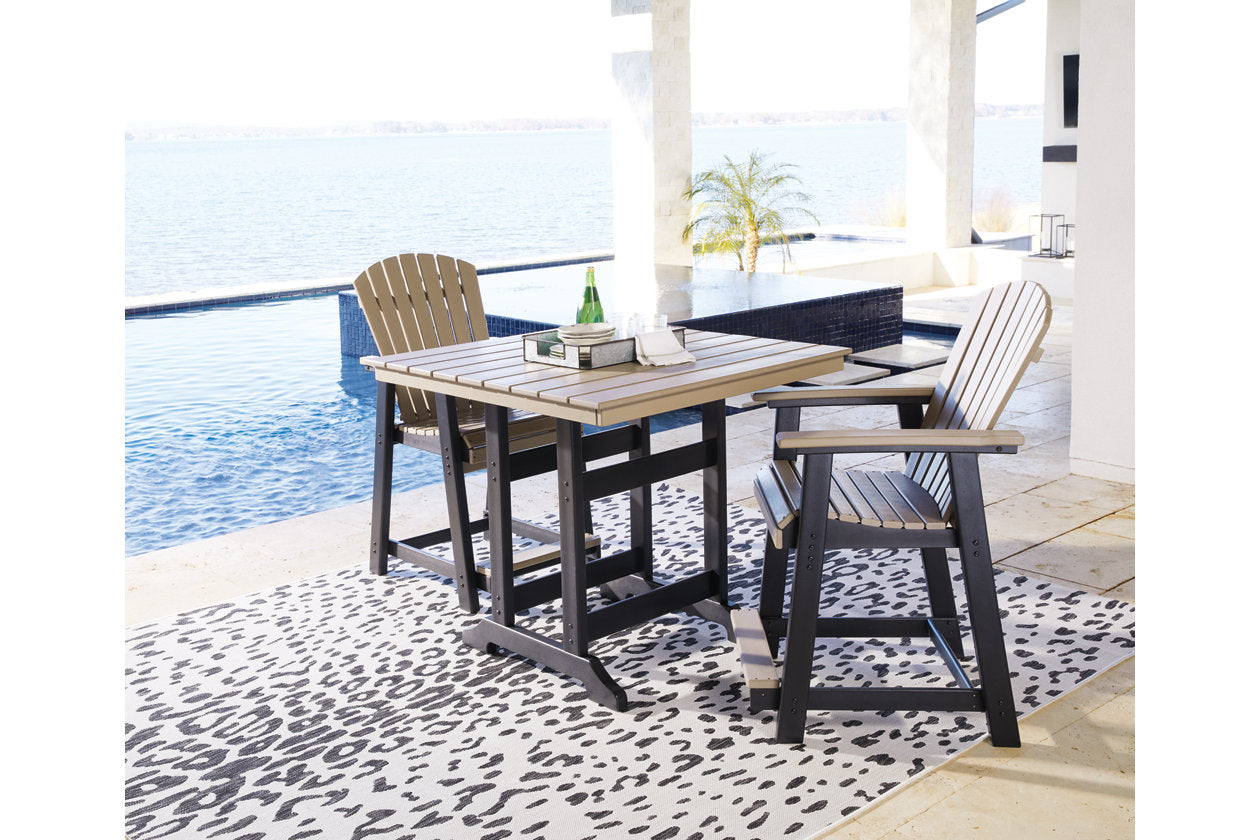 Fairen Trail Black/Driftwood Outdoor Counter Height Dining Table with 2 Barstools -  Ashley - Luna Furniture