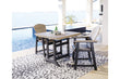 Fairen Trail Black/Driftwood Outdoor Counter Height Dining Table with 2 Barstools -  Ashley - Luna Furniture