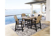 Fairen Trail Black/Driftwood Outdoor Counter Height Dining Table with 4 Barstools -  Ashley - Luna Furniture