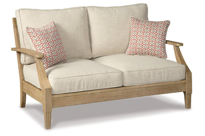Clare View Beige Outdoor Loveseat and 4 Lounge Chairs -  Ashley - Luna Furniture