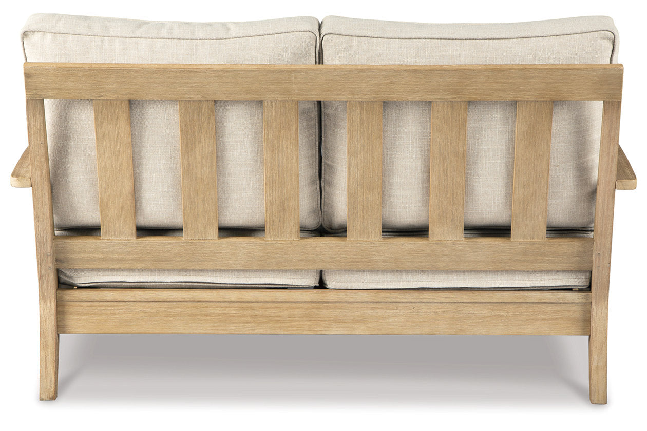 Clare View Beige Outdoor Loveseat and 4 Lounge Chairs -  Ashley - Luna Furniture