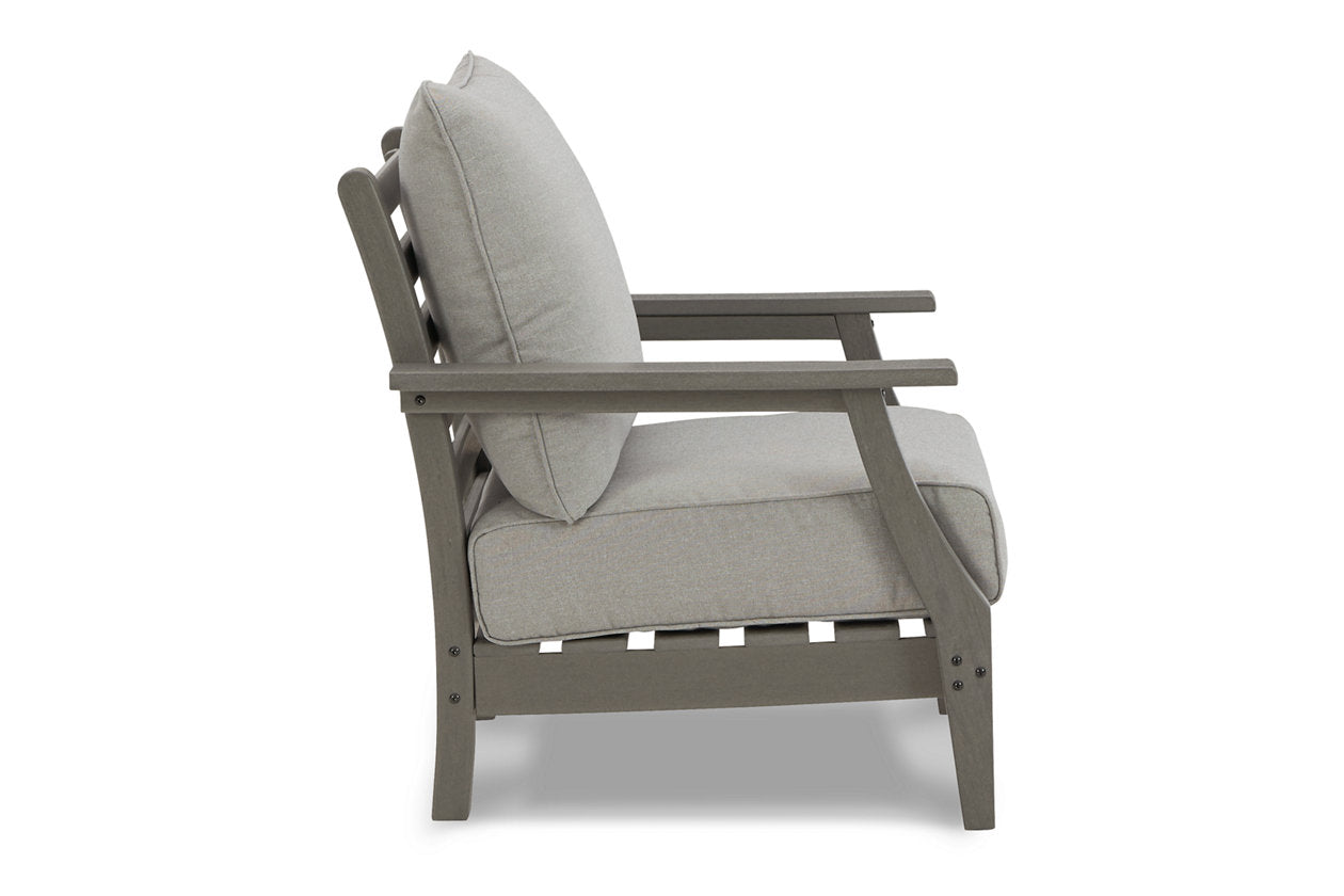 Visola Gray Outdoor Sofa, 2 Lounge Chairs and Coffee Table -  Ashley - Luna Furniture