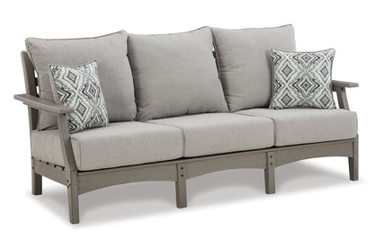 Visola Gray Outdoor Sofa, 2 Lounge Chairs and Coffee Table -  Ashley - Luna Furniture