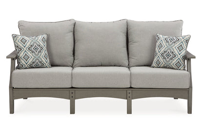 Visola Gray Outdoor Sofa, 2 Lounge Chairs and Coffee Table -  Ashley - Luna Furniture