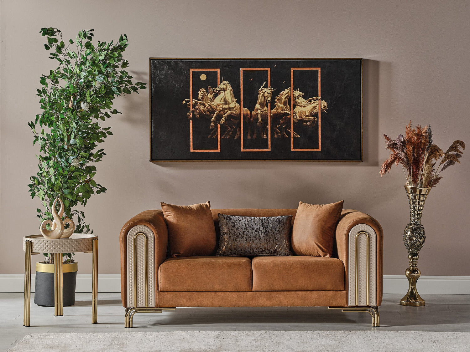 Paris Stationary Loveseat in Brown