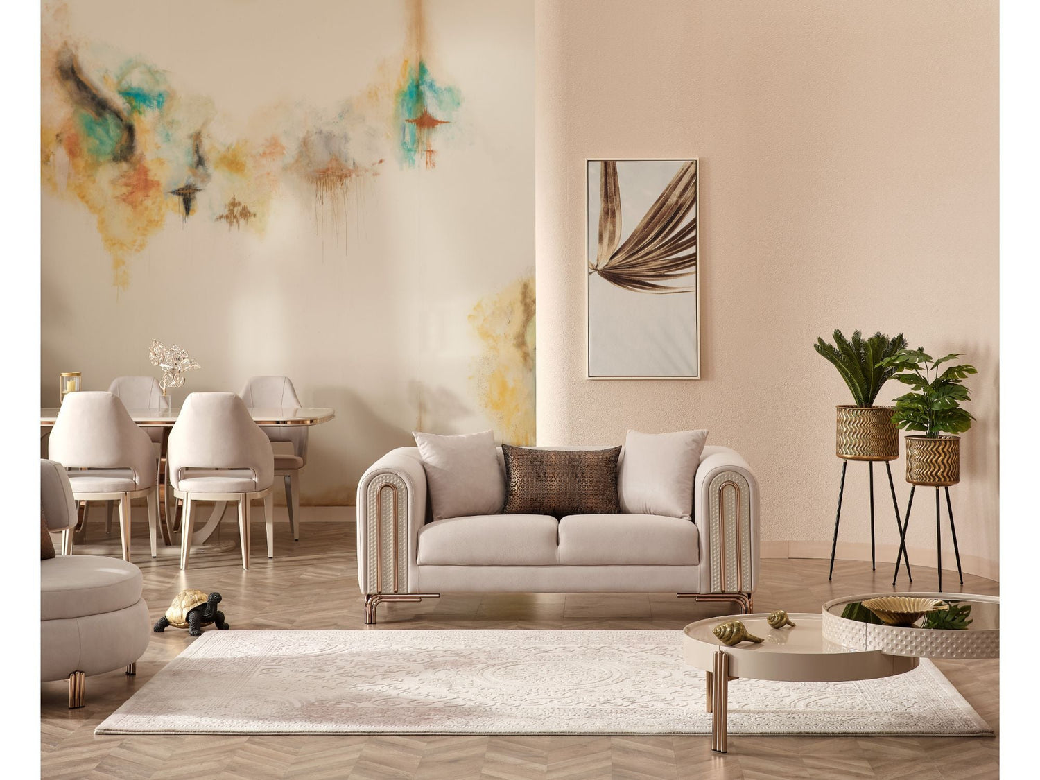 Paris Stationary Loveseat in Cream