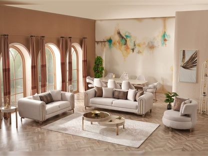 Paris 3-pieces (Sofa &amp; Loveseat &amp; Chair) Livingroom Set in Cream