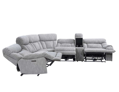 Park City Pearl Silver 6-Piece Dual Power Reclining Sectional