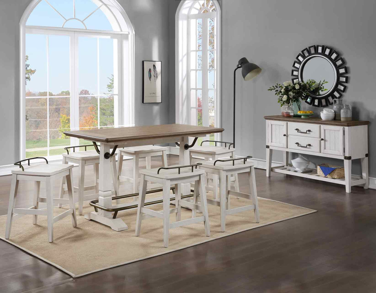 Pendleton Ivory/Honey Oak Counter Height Dining Set