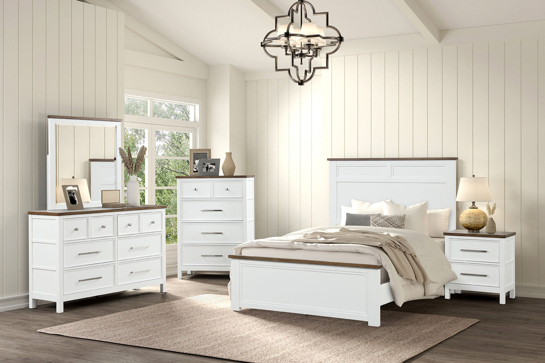 Pinetop White/Dark Brown Modern Farmhouse Youth Bedroom Set