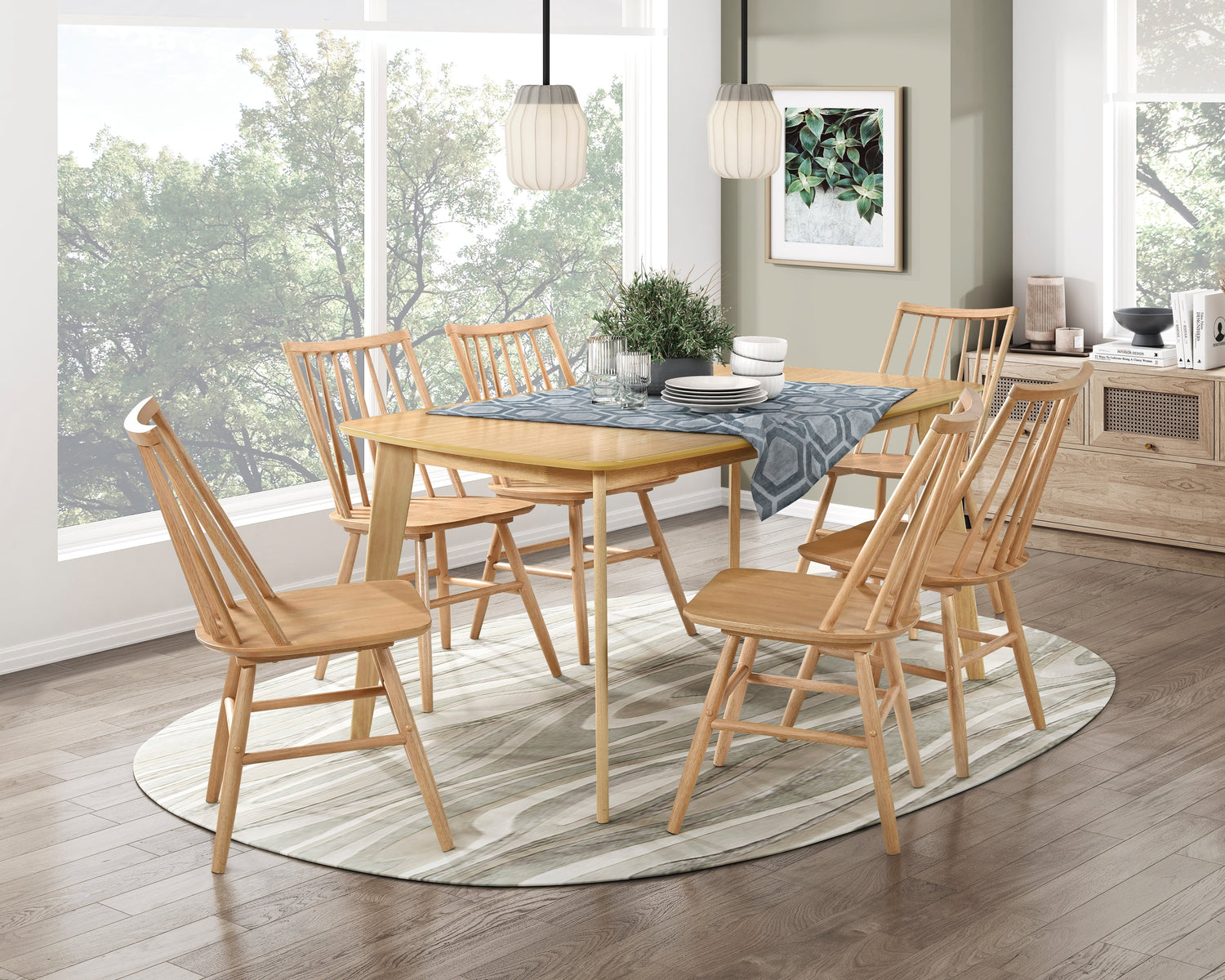 Pratter Natural Oak 7-Piece 59" Dining Table from Homelegance - Luna Furniture