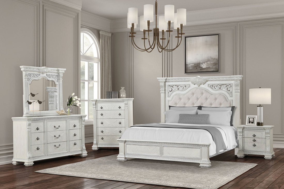 Promenade Wire Brushed White Traditional Bedroom Set