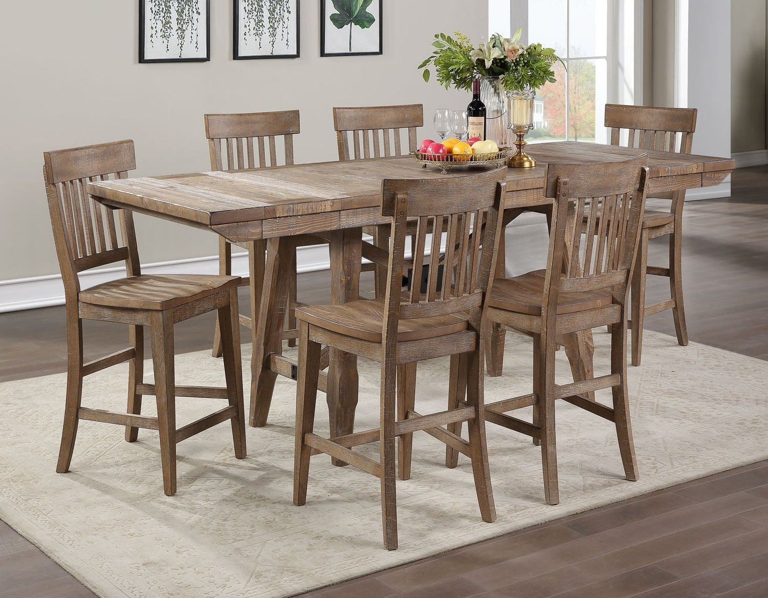 Riverdale Driftwood Counter Height Dining Set