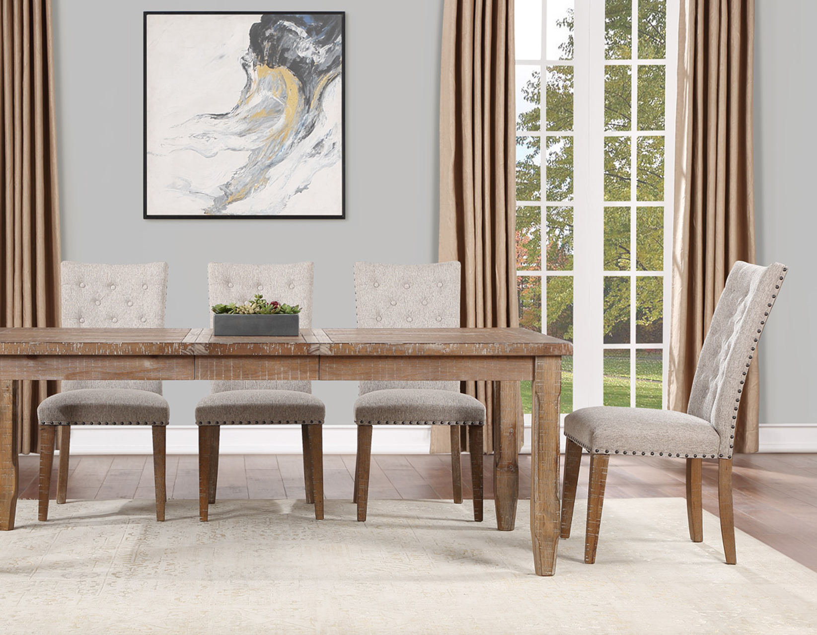 Riverdale Oatmeal/Driftwood Dining Room Set