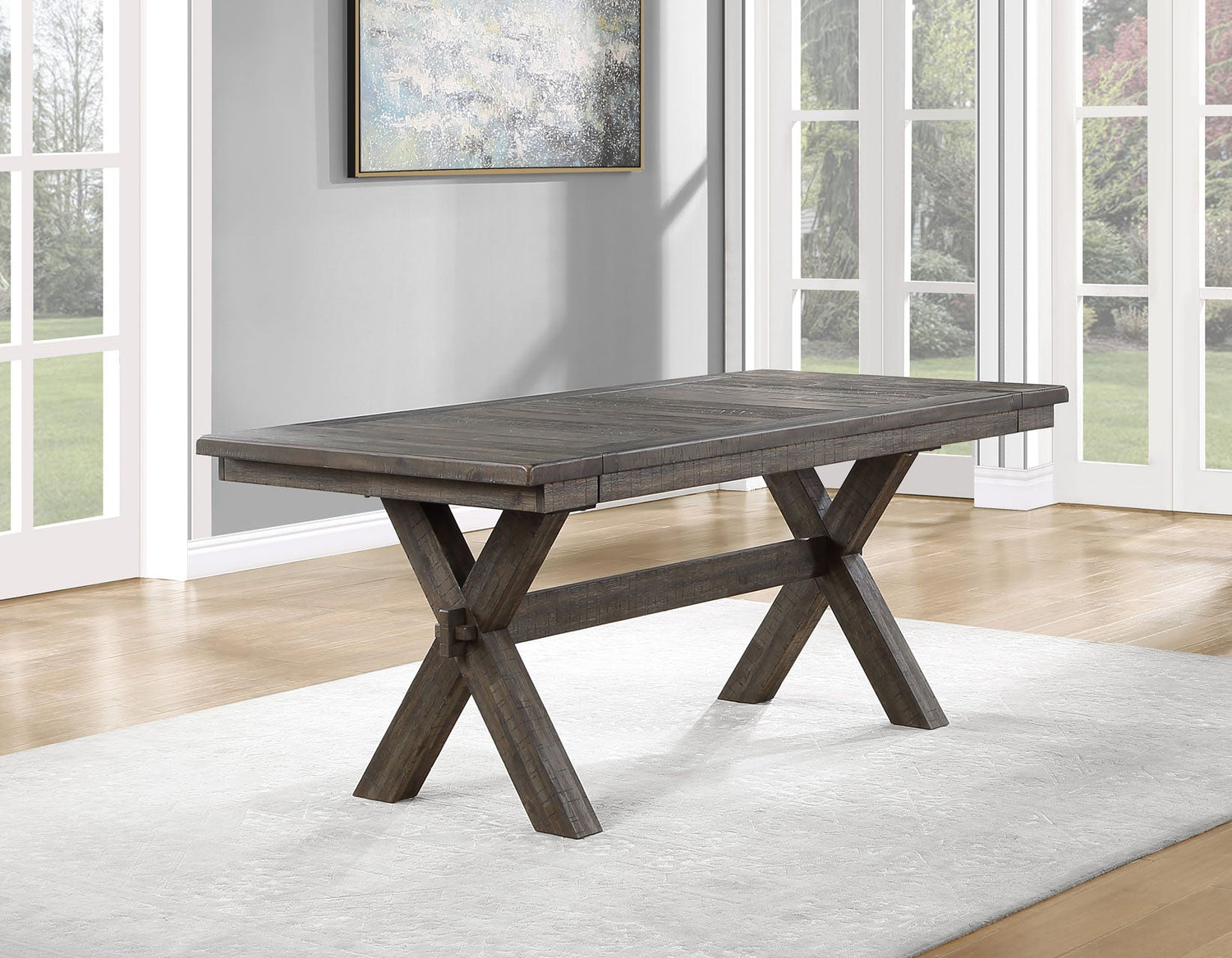 Riverdale Light Black 96" Extendable Trestle Dining Table