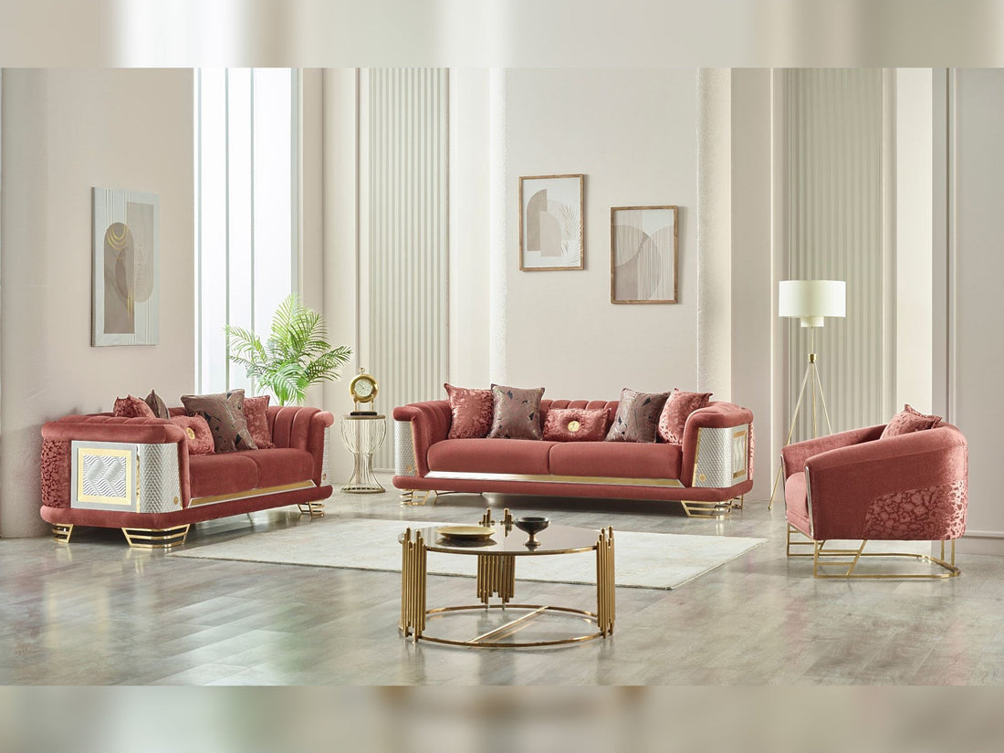 Romans 3-pieces (Sofa &amp; Loveseat &amp; Chair) Livingroom Set in Brick