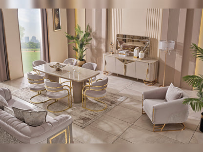 Romans Diningroom (Consol With Mirror &amp; Dining Table &amp; 6 Dining Chair)