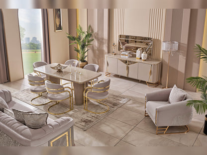 Romans Diningroom (Consol With Mirror &amp; Dining Table &amp; 6 Dining Chair)