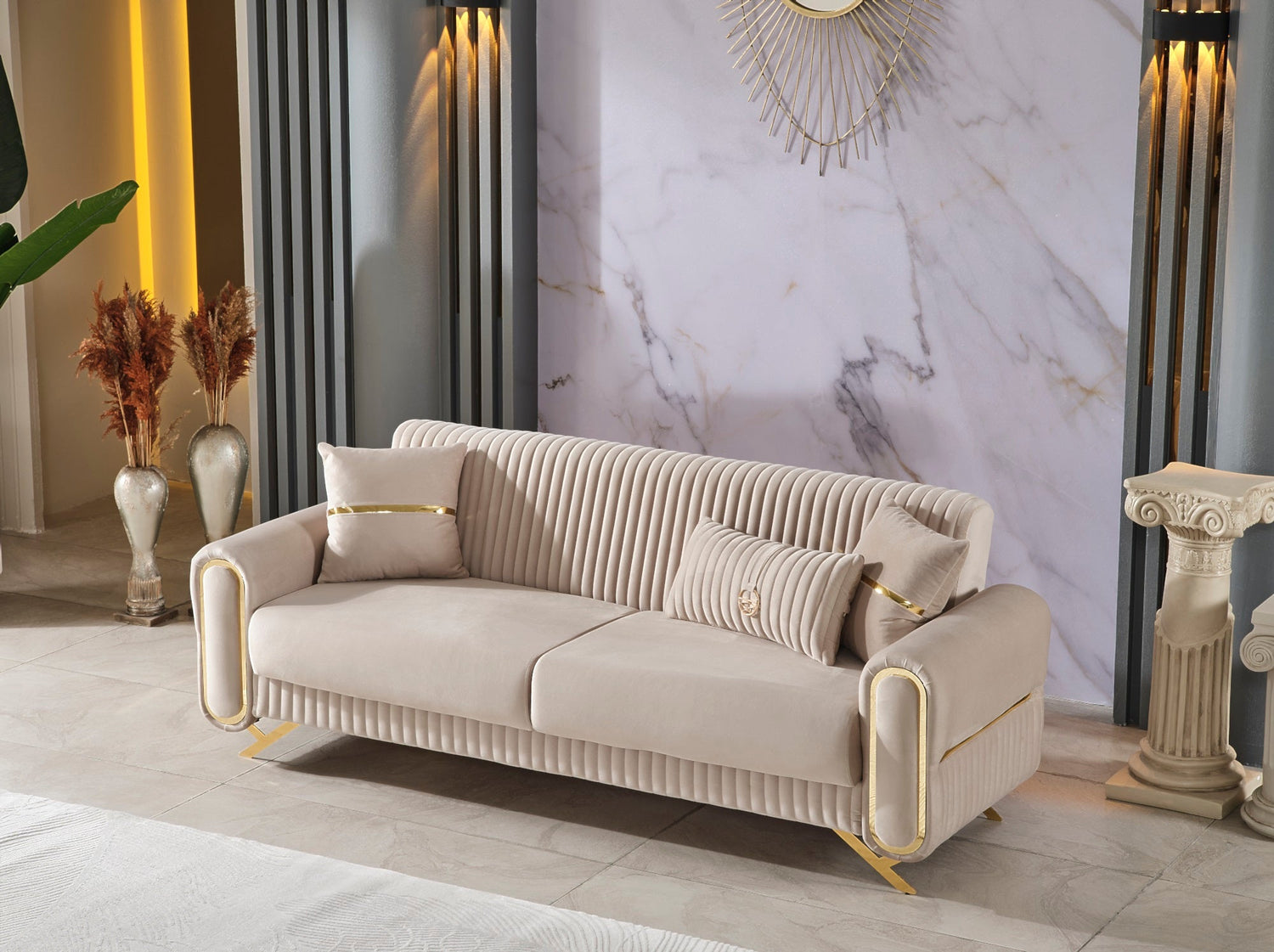 Royal Convertible Sofa in Beige