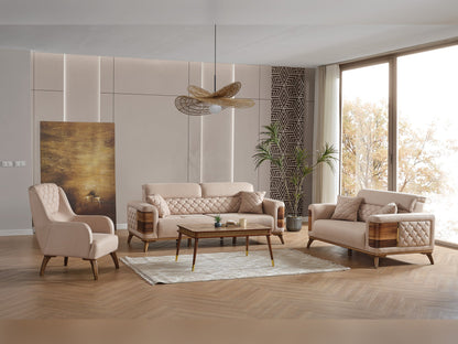 Ruby 3-pieces (Sofa &amp; Loveseat &amp; Chair) Livingroom Set in Beige
