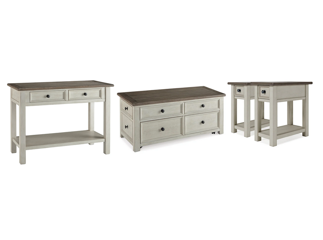 Bolanburg Two-tone Coffee Table and 2 Chairside End Tables with Console -  Ashley - Luna Furniture
