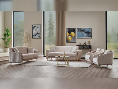 Senfoni 3-pieces (Sofa &amp; Loveseat &amp; Chair) Livingroom Set in Beige
