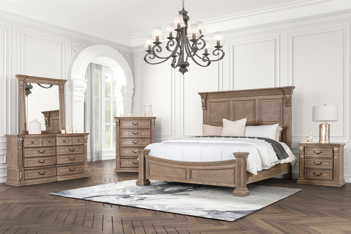 Seven Oaks Weathered Oak Transitional Bedroom Set