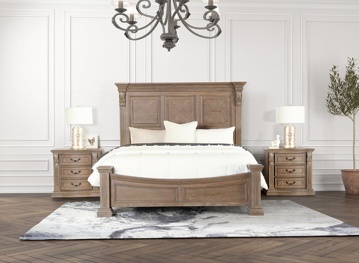 Seven Oaks Weathered Oak Transitional Bedroom Set