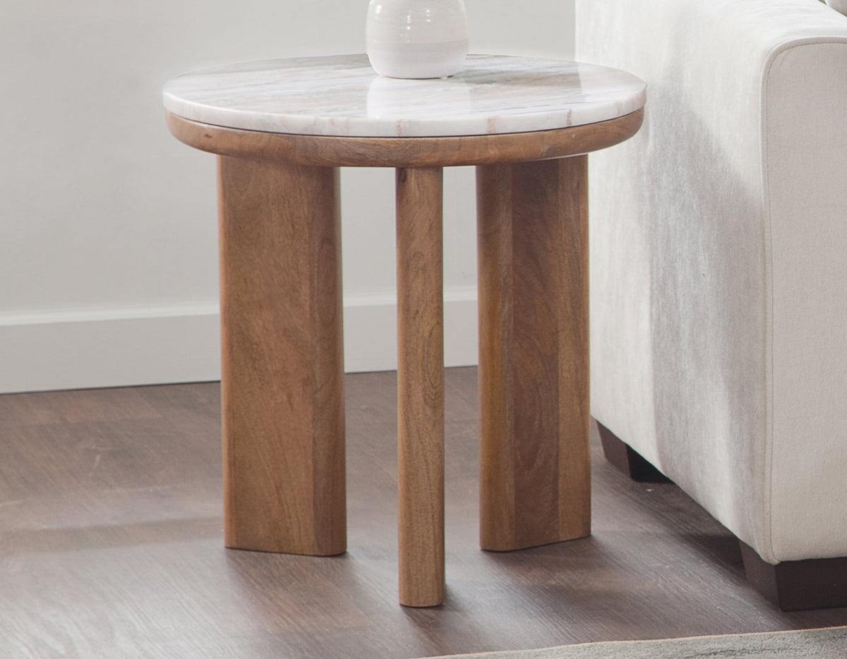 Sidney Brown Honey 22" Round Toronto Brown Marble Top End Table