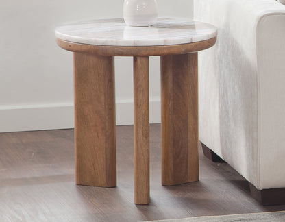 Sidney Brown Honey 22" Round Toronto Brown Marble Top End Table